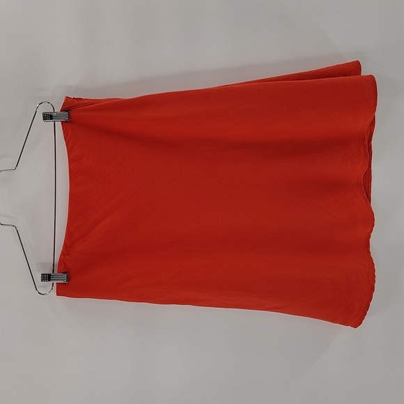 Ann Taylor Dark Coral A Line Knee Skirt Size 8 Hidden Side Zipper Flowy - Picture 5 of 8